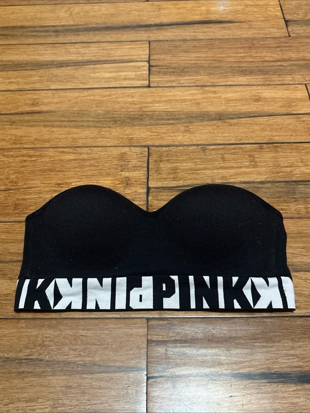 Victoria's Secret Pink Cool & Comfy Bandeau Strapless Bra Sz S Wireless Black